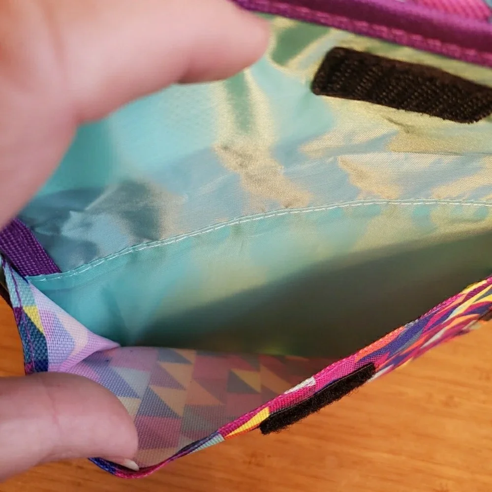 VGC Thermos Soft Cooler Purple Geo. Multicolor Insulated Warm/Cold Lunch Bag/Box